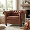 Lucine Traditional Chesterfield Club Chair, Cognac Brown and Dark Brown(Cognac Brown  Dark Brown)