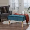 Omry Velvet Upholstered Tufted Ottoman, Square Pouf Ottoman, End-of-bed Footstool for Bedroom, Living Room Modern Side Table/Coffee Table, Sofa Footrest, Home Theater Extra Seat, Dark Teal