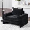 Christopher Knight Home Aylen Modern Chenille Upholstered Accent Chair with Wide Armrests, Wooden Living Room Club Chair, Bedroom Comfy Reading Chair with Back Pillow, Teal Green(Black)