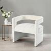 Christopher Knight Home Bertha Velvet Accent Chair, Curved Upholstered Club Chair, Comfy Barrel Chair for Living Room Bedroom Reception Room, Comfy Armchair, No Assembly Needed, Ivory White(Ivory White)