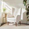Christopher Knight Home Bines Modern Retro Accent Chair, Upholstered Club Chair, Reading Single Sofa Chair, Armchair with Tapered Birch Wood Legs for Living Room, Bedroom, Reading Corner, Ivory White