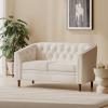 Christopher Knight Home Contemporary Tufted and Diamond Stitching Faux Leather Loveseat,Tub-Design 2-Seater Sofa,Removable Cushions,Birch Wood Legs,Square Arms,Dark Brown and Espresso(Beige)