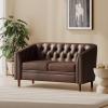 Christopher Knight Home Contemporary Tufted and Diamond Stitching Faux Leather Loveseat,Tub-Design 2-Seater Sofa,Removable Cushions,Birch Wood Legs,Square Arms,Dark Brown and Espresso(Dark Brown)