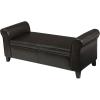 Christopher Knight Home Contemporary Upholstered Storage Ottoman Bench with Rolled Arms, Brown and Dark Brown