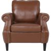Christopher Knight Home Dowd Club Chair with Nailhead Trim – Faux Leather – Dark Brown(Cognac Brown + Dark Brown)