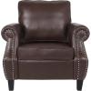 Christopher Knight Home Dowd Club Chair with Nailhead Trim – Faux Leather – Dark Brown(Dark Brown)