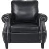 Christopher Knight Home Dowd Club Chair with Nailhead Trim – Faux Leather – Dark Brown(Midnight Black + Dark Brown)