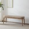 Christopher Knight Home Ella Mid-Century Faux Leather Upholstered Dining Bench, End of Bed Footrest, Entryway/Hallway Seating, Indoor Ottoman Bench with Padded Seat and Solid Wood Leg, Beige+Natural(Beige+natural)