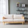 Christopher Knight Home Emir 3 Seater Sofa with Cushion, Sofa Chair with Cane Rattan and Wooden Frame, Spacious Seating Couch for Living Room/Bedrooms, Modern Slat Panel Sofa Couch, Natural + Beige(Natural + Beige)