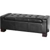 Christopher Knight Home Guernsey Leather Wood-Frame Storage Ottoman, Black