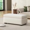 Christopher Knight Home Kaisa Rectangle Storage Ottoman, Wooden Frame Ottoman Bench with Large Seat for Living Room/Entryway, Comfy Seating Experience with Dense Foam Padding, Dark Grey(Beige)