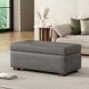 Christopher Knight Home Kaisa Rectangle Storage Ottoman, Wooden Frame Ottoman Bench with Large Seat for Living Room/Entryway, Comfy Seating Experience with Dense Foam Padding, Dark Grey(Dark Grey)