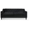 Christopher Knight Home Knouff Modern Glam Tufted Velvet 3 Seater Sofa(Black + Dark Brown)