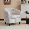 Christopher Knight Home Lixi Fabric Upholstered Accent Chair, Wooden Living Room Barrel Chair, Bedroom Comfy Reading Chair, Beige and Blue