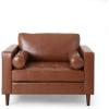 Christopher Knight Home Malinta Club Chair, Midnight + Espresso(Cognac Brown + Espresso)
