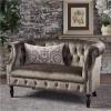 Christopher Knight Home Milani Tufted Scroll Arm Velvet Loveseat, Grey / Dark Brown(Grey / Dark Brown)