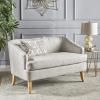 Christopher Knight Home Sheena Mid-Century Modern Fabric Loveseat, Beige / Natural(Beige / Natural)