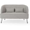 Great Deal Furniture Jordan Modern Fabric Loveseat with Hairpin Legs,Teal, Black,309517(Light Gray)