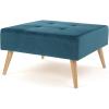 Omry Velvet Upholstered Tufted Ottoman, Square Pouf Ottoman, End-of-bed Footstool for Bedroom, Living Room Modern Side Table/Coffee Table, Sofa Footrest, Home Theater Extra Seat, Dark Teal