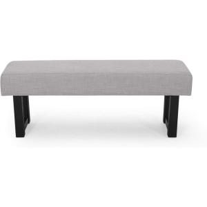 Cassie Boho Fabric Bench, Black Print(Light Gray)