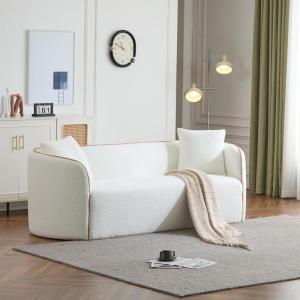 Christopher Knight Home Audie Modern Minimalist Living Room Boucle Fabric Upholstered 3-Seater Sofa Couch,Ergonomic Lounge Couch Seating,Soft Padded Cushion,Wooden Frame,Bedroom/Home Office,White(White)
