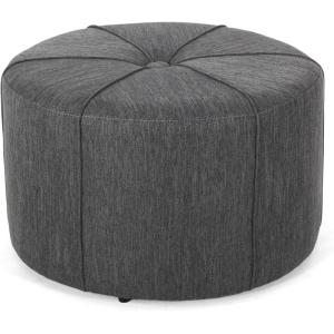 Christopher Knight Home Birdsong Upholstered Round Ottoman – Charcoal