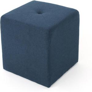Christopher Knight Home Cayla Fabric Square Ottoman, Navy Blue