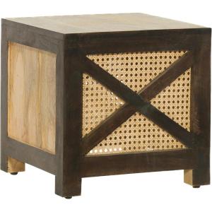 Christopher Knight Home Colstrip Handcrafted Ottoman Stool – Mango Wood – Natural and Walnut