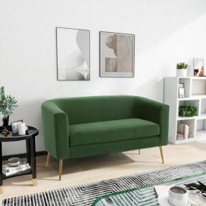Christopher Knight Home Contemporary Tufted and Diamond Stitching Faux Leather Loveseat,Tub-Design 2-Seater Sofa,Removable Cushions,Birch Wood Legs,Square Arms,Dark Brown and Espresso(Forest Green)