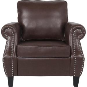 Christopher Knight Home Dowd Club Chair with Nailhead Trim – Faux Leather – Dark Brown(Dark Brown)