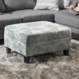 Christopher Knight Home Fabric Ottoman Footrest Rectangular Upholstered Non Storage Ottoman Foot Rest Stool with Tufted Stitching, 28.25 “W x 23 “D x 18.5 “H, Leaf Printed(Flower Printed storage)