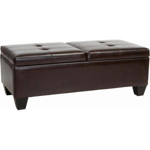Christopher Knight Home GDFStudio Christopher Knight Home Merrill Double Opening Leather Storage Ottoman, Chocolate Brown