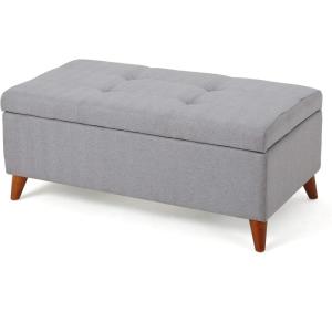 Christopher Knight Home Harper Fabric Storage Ottoman, Light Grey