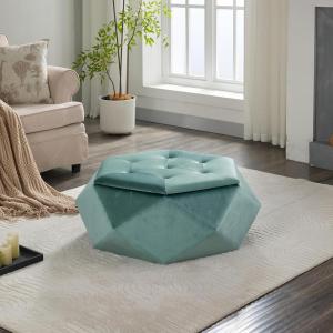 Christopher Knight Home Kiin Velvet Storage Ottoman, Medium Ottoman Foot Rest, Foot Stools Ottoman with Storage, Living Room Sofa Couch Extra Seat, Modern Coffee Table for Home Office, Purple(Green)