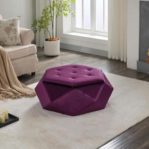 Christopher Knight Home Kiin Velvet Storage Ottoman, Medium Ottoman Foot Rest, Foot Stools Ottoman with Storage, Living Room Sofa Couch Extra Seat, Modern Coffee Table for Home Office, Purple(Purple)