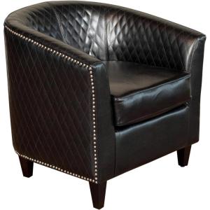 Christopher Knight Home Mia Bonded Leather Quilted Club Chair, Black