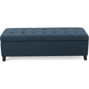 Christopher Knight Home Mission Fabric Storage Ottoman, Dark Blue, 18.75 x 50.50 x 16.00 inches(Dark Blue fabric)