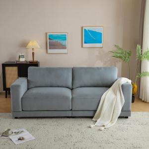 Christopher Knight Home Paren 81″ Modern Velvet Upholstered Loveseat, Comfy Living Room Sofa Couch with Wooden Frame, 2-Seater Upholstered Sofa Cloud Couch, Furniture for Hotel/Apartment, Light Grey(Light Grey)