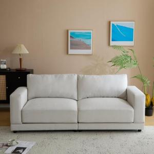 Christopher Knight Home Paren 81″ Modern Velvet Upholstered Loveseat, Comfy Living Room Sofa Couch with Wooden Frame, 2-Seater Upholstered Sofa Cloud Couch, Furniture for Hotel/Apartment, Light Grey(Beige)