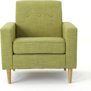 Christopher Knight Home Sawyer Mid-Century Modern Fabric Club Chair, Muted Green / Natural