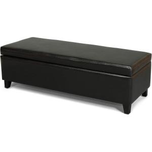 Christopher Knight Home York Bonded Leather Storage Ottoman Bench, Black