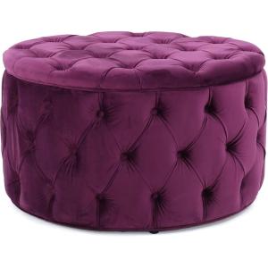 Christopher Knight Home Zelfa Velvet Ottoman, Fuchsia, Round