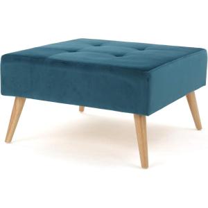 Omry Velvet Upholstered Tufted Ottoman, Square Pouf Ottoman, End-of-bed Footstool for Bedroom, Living Room Modern Side Table/Coffee Table, Sofa Footrest, Home Theater Extra Seat, Dark Teal