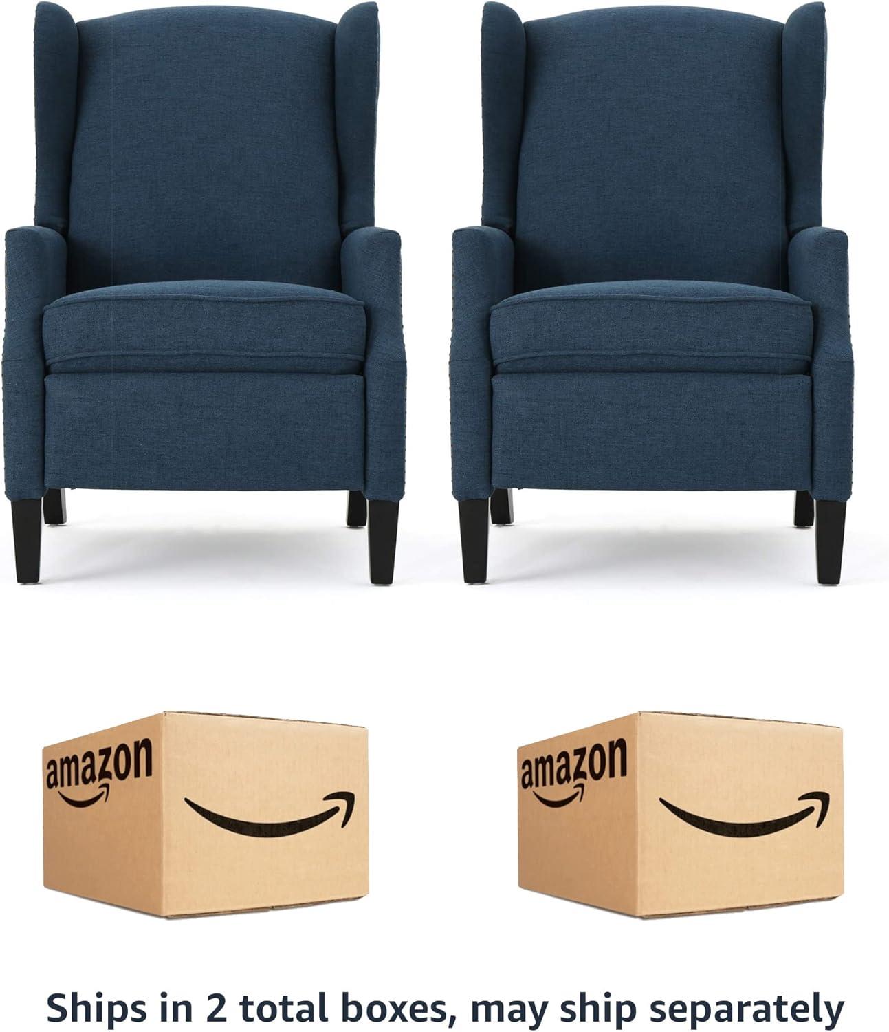image:imageChristopher Knight Home Ellyn Fabric Recliner Set of 2 Wheat Dark BrownNavy Blue Dark Brown