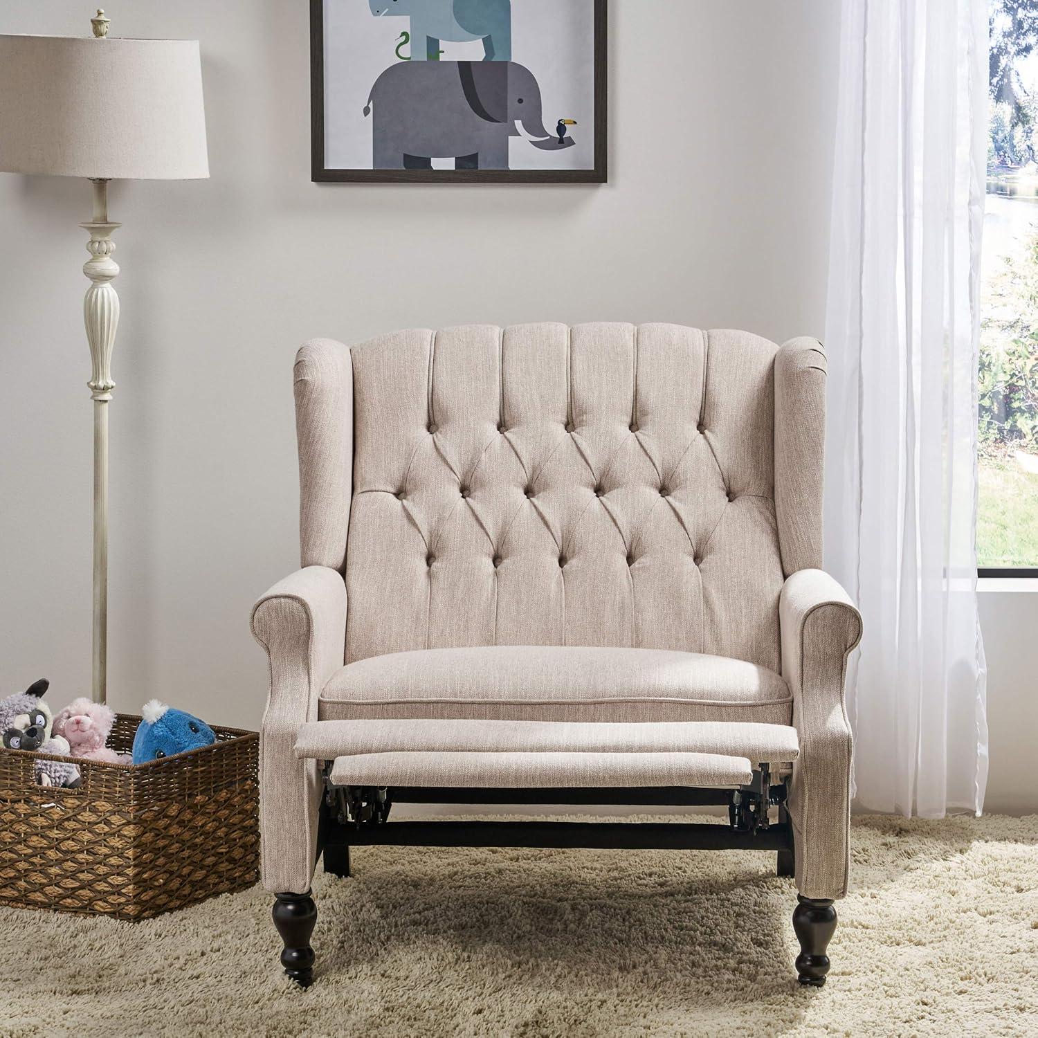 image:imageChristopher Knight Home Salome Push Back Recliner Light Gray Dark BrownBeige Dark Brown