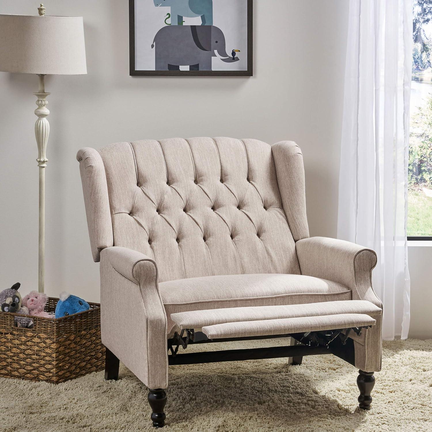 image:imageChristopher Knight Home Salome Push Back Recliner Light Gray Dark BrownBeige Dark Brown