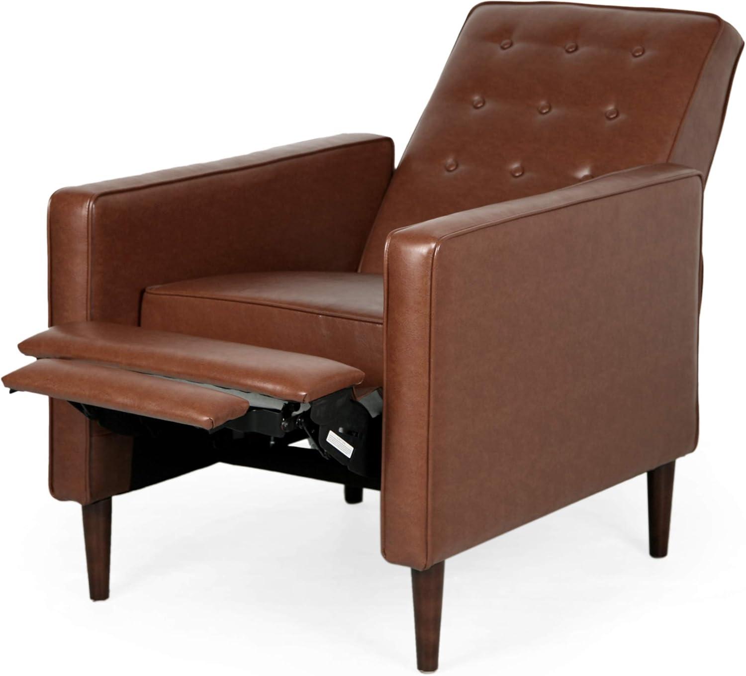 image:imageDeborah MidCentury Modern Button Tufted Recliners Set of 2 Cognac Brown and Dark Espresso
