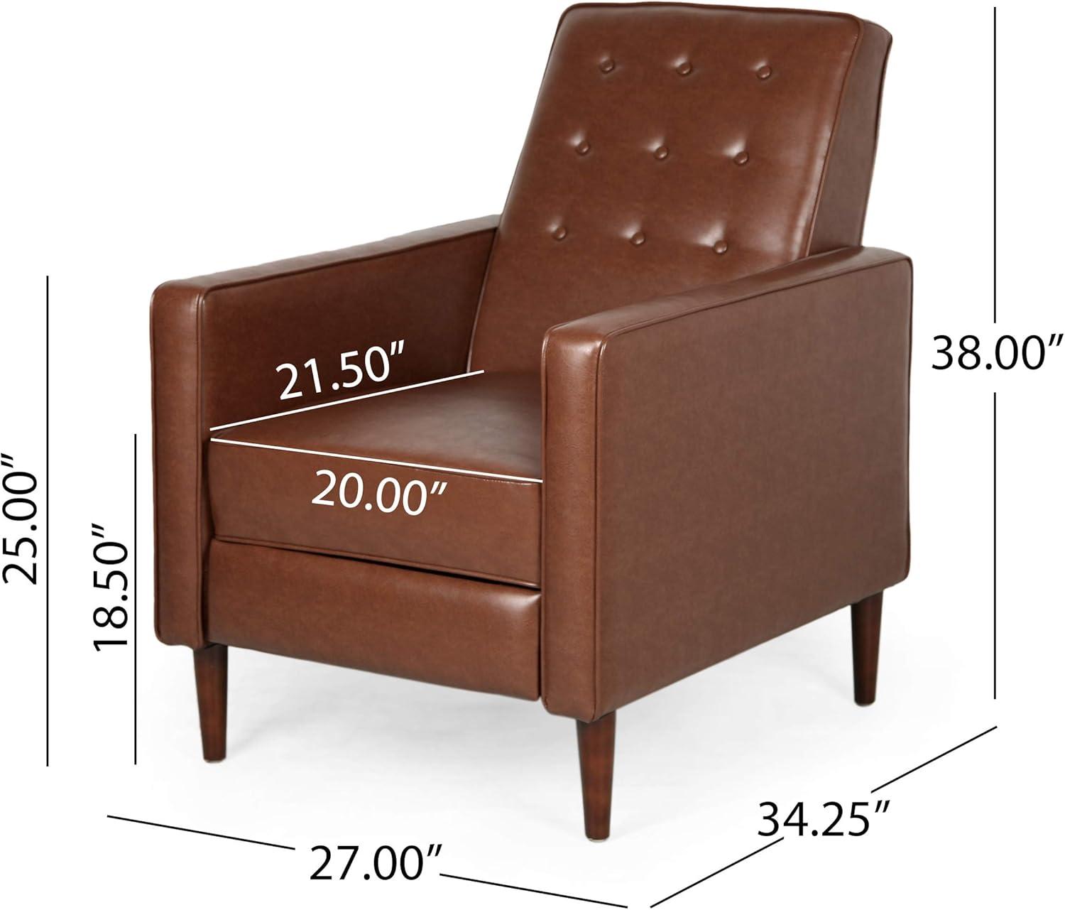 image:imageDeborah MidCentury Modern Button Tufted Recliners Set of 2 Cognac Brown and Dark Espresso