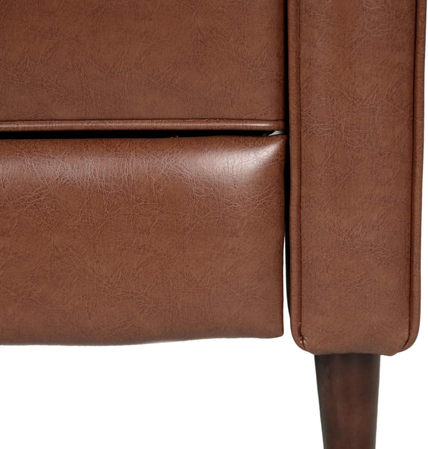 image:imageDeborah MidCentury Modern Button Tufted Recliners Set of 2 Cognac Brown and Dark Espresso