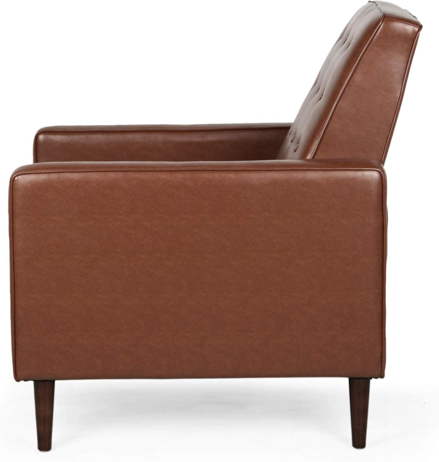 image:imageDeborah MidCentury Modern Button Tufted Recliners Set of 2 Cognac Brown and Dark Espresso